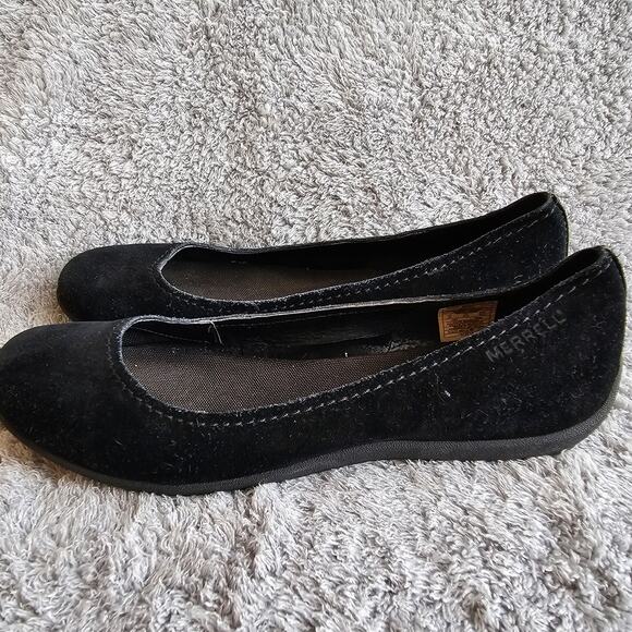 Merrell Avesso Women Round Toe Leather Suede‎ Slip On Ballet Flats Size 11 Black - Picture 1 of 5